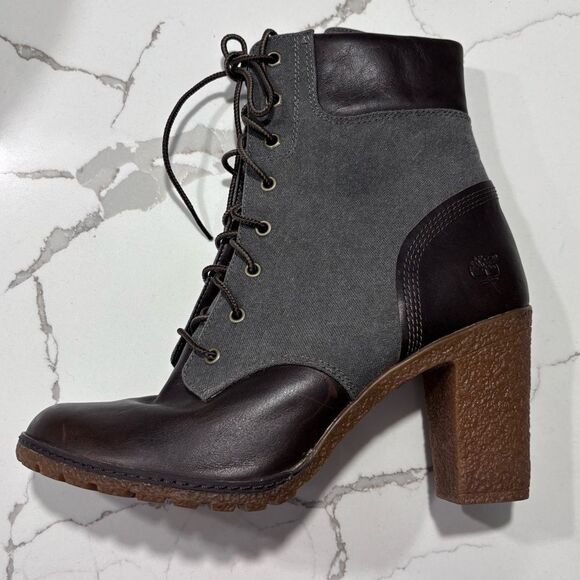 Timberland | Glancy Women’s Leather Block Heel Laces Boot Size 10 - Picture 3 of 12